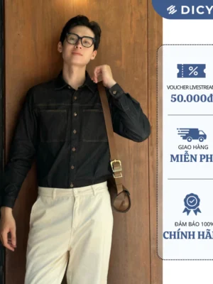 Áo sơ mi Denim Jean Nam Nữ DICYDE áo sơ mi jeans dài tay cao cấp vải mềm mịn trẻ trung dễ phối đồ